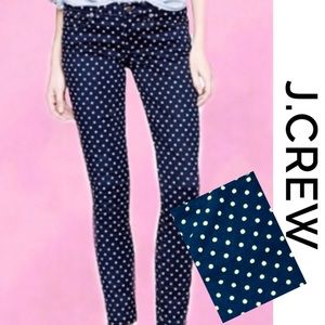 J. CREW Toothpick Corduroy Navy Dot Jeans 26